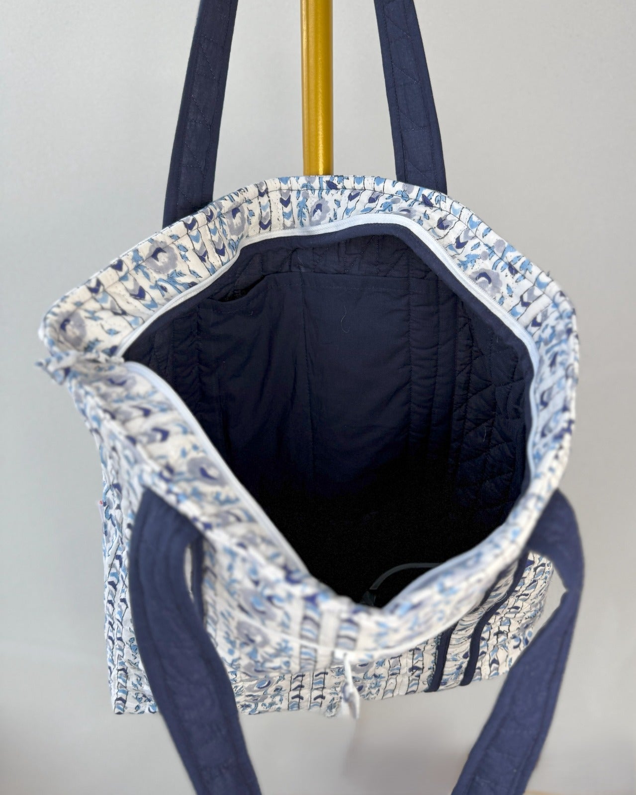 Hopeful Moonbloom Quilted Tote Bag | Made in Jaipur