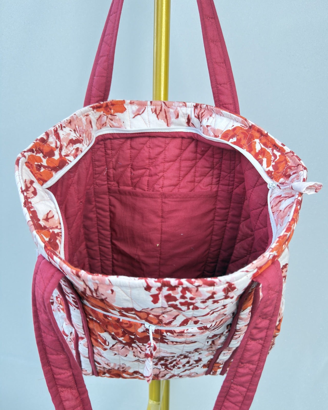 Gulzaar Rose Quilted Tote Bag | Made in Jaipur