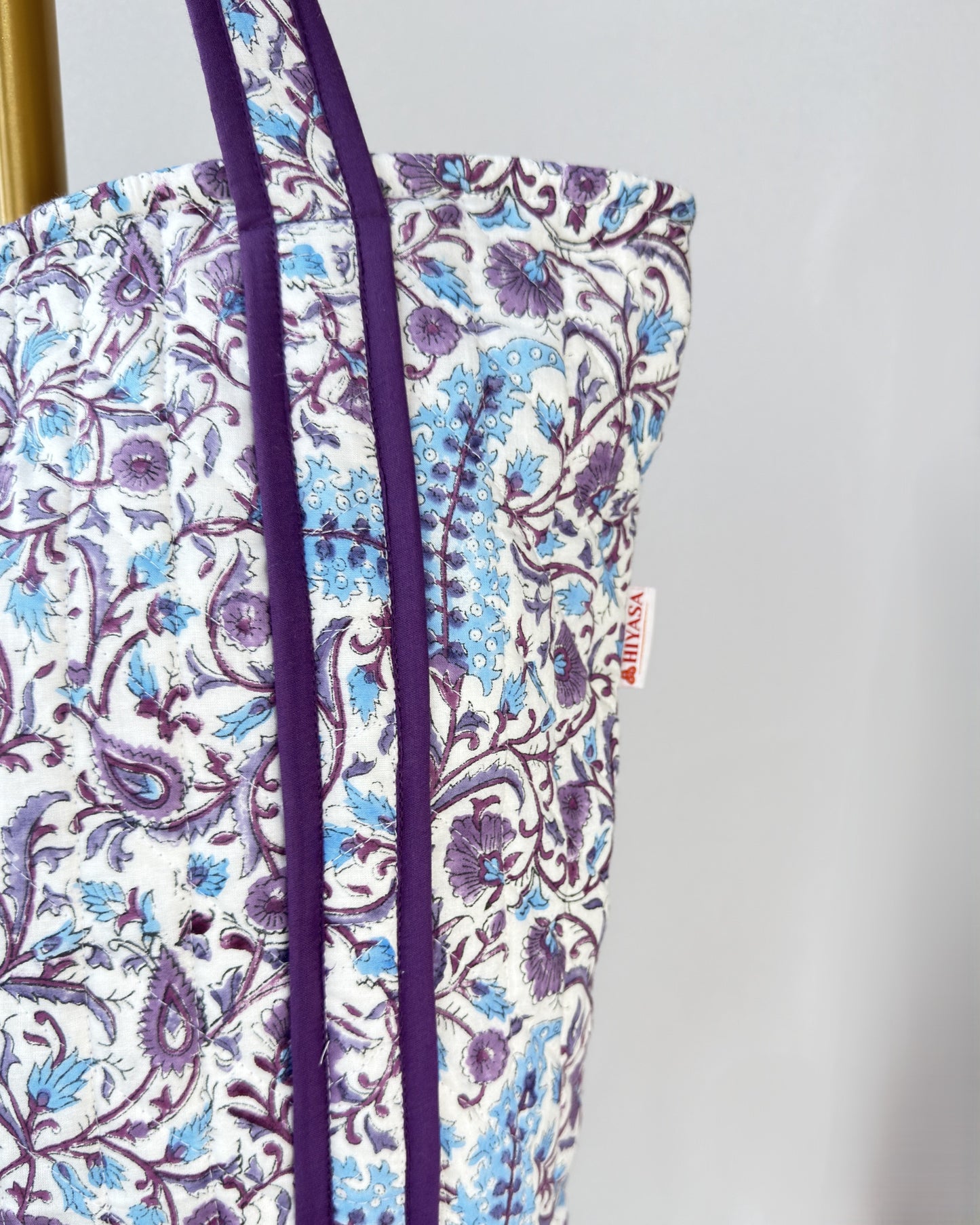 Tranquil Violet Quilted Tote Bag | Made in Jaipur