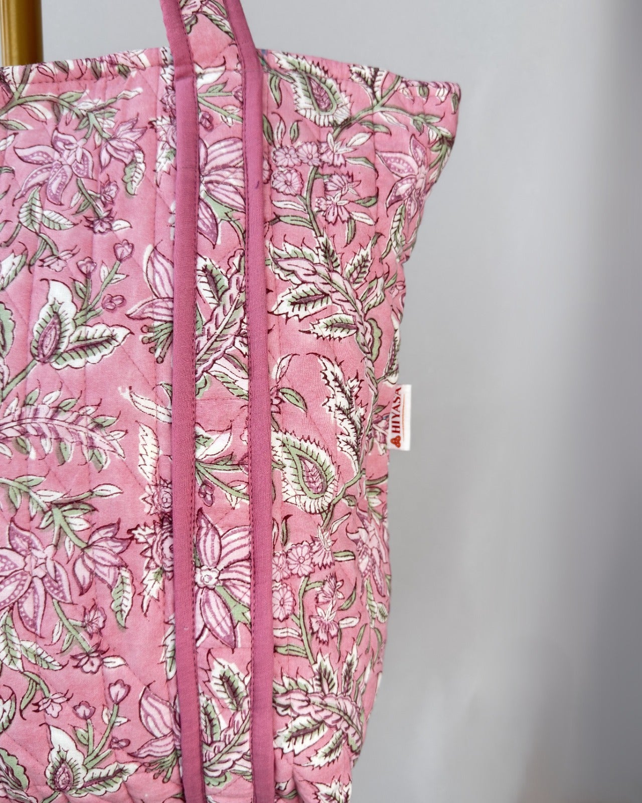 Blissful Pink Quilted Tote Bag | Made in Jaipur
