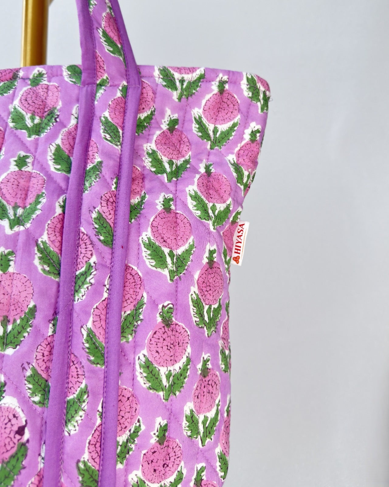 Lively Lilac Quilted Tote Bag | Made in Jaipur