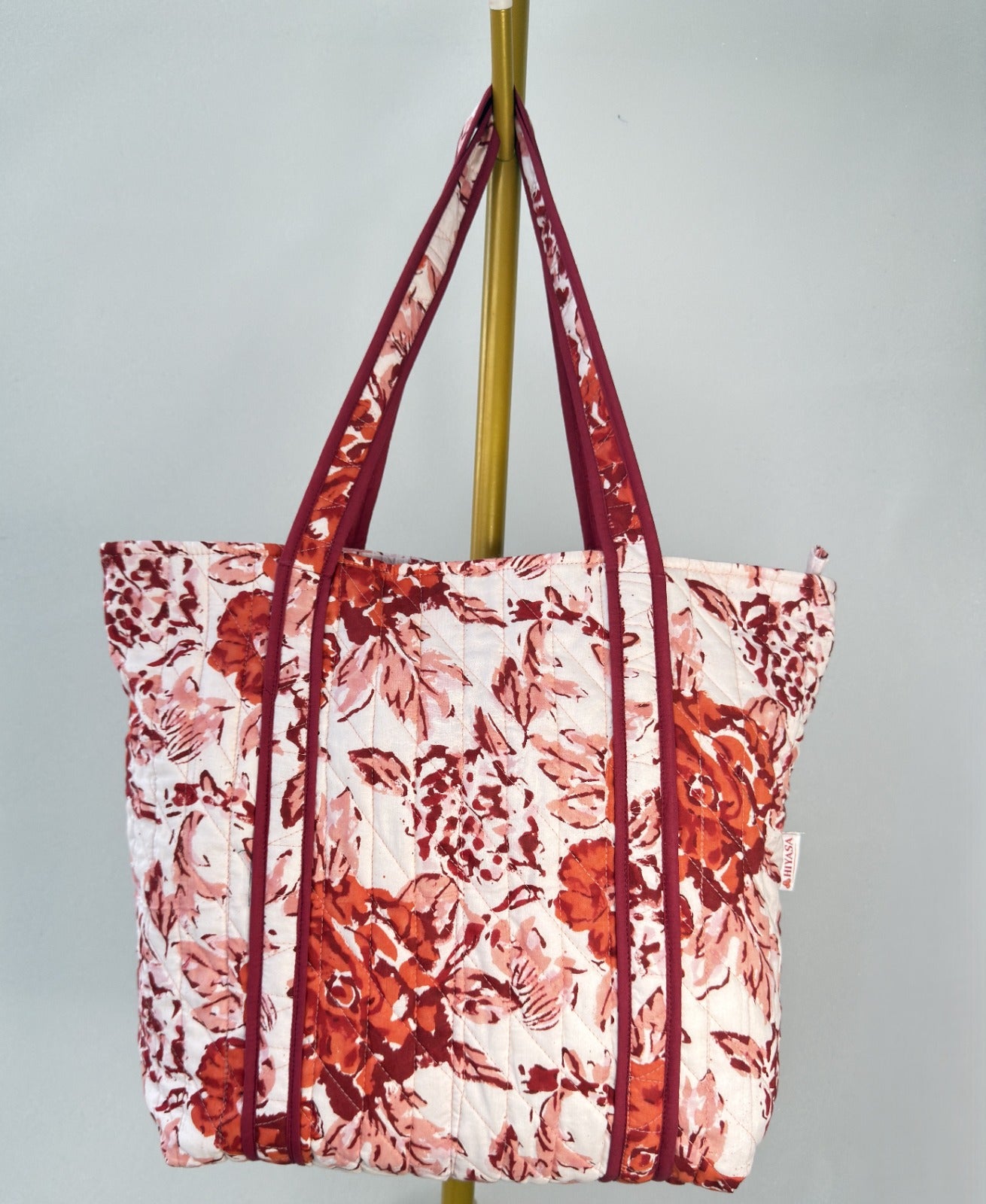 Gulzaar Rose Quilted Tote Bag | Made in Jaipur