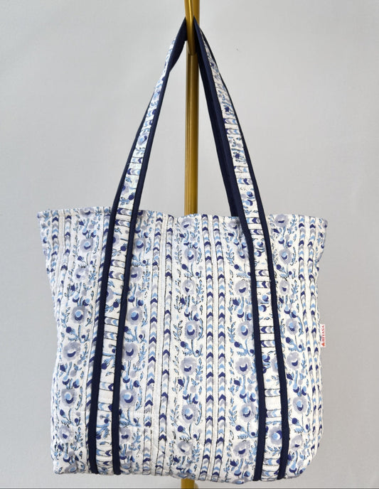 Hopeful Moonbloom Quilted Tote Bag | Made in Jaipur