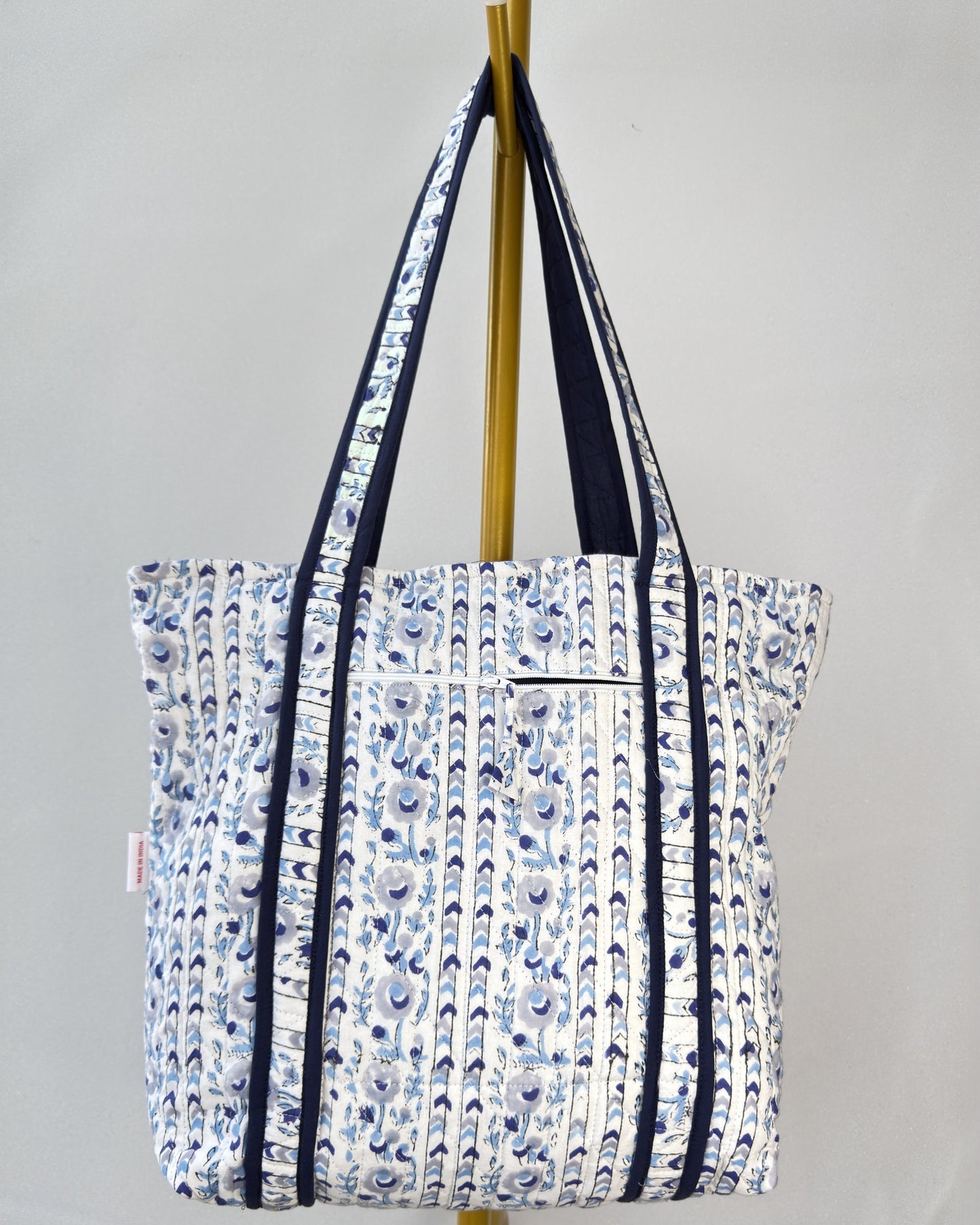 Hopeful Moonbloom Quilted Tote Bag | Made in Jaipur
