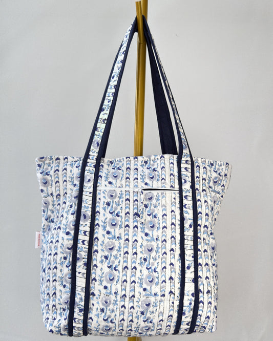 Hopeful Moonbloom Quilted Tote Bag | Made in Jaipur