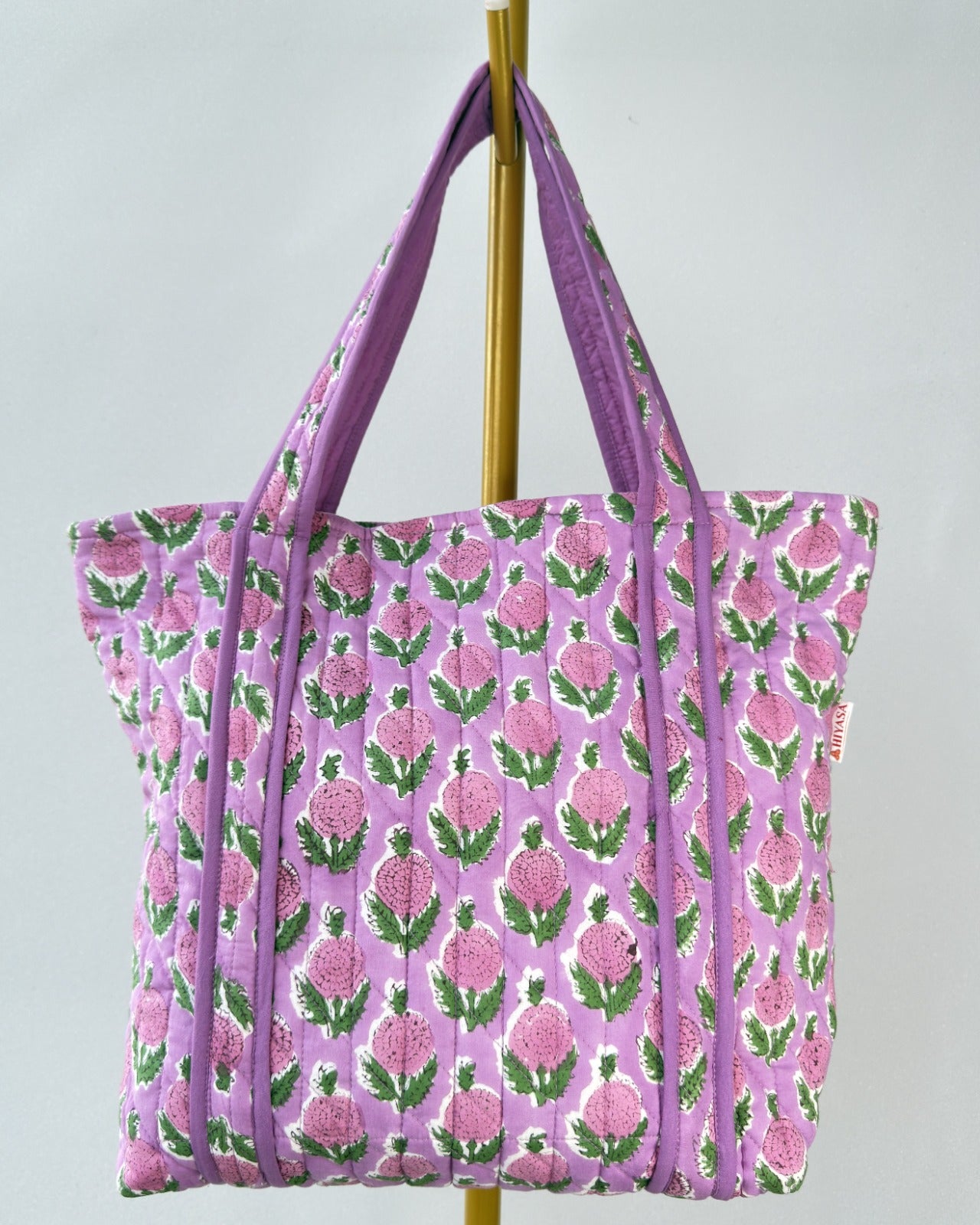 Lively Lilac Quilted Tote Bag | Made in Jaipur