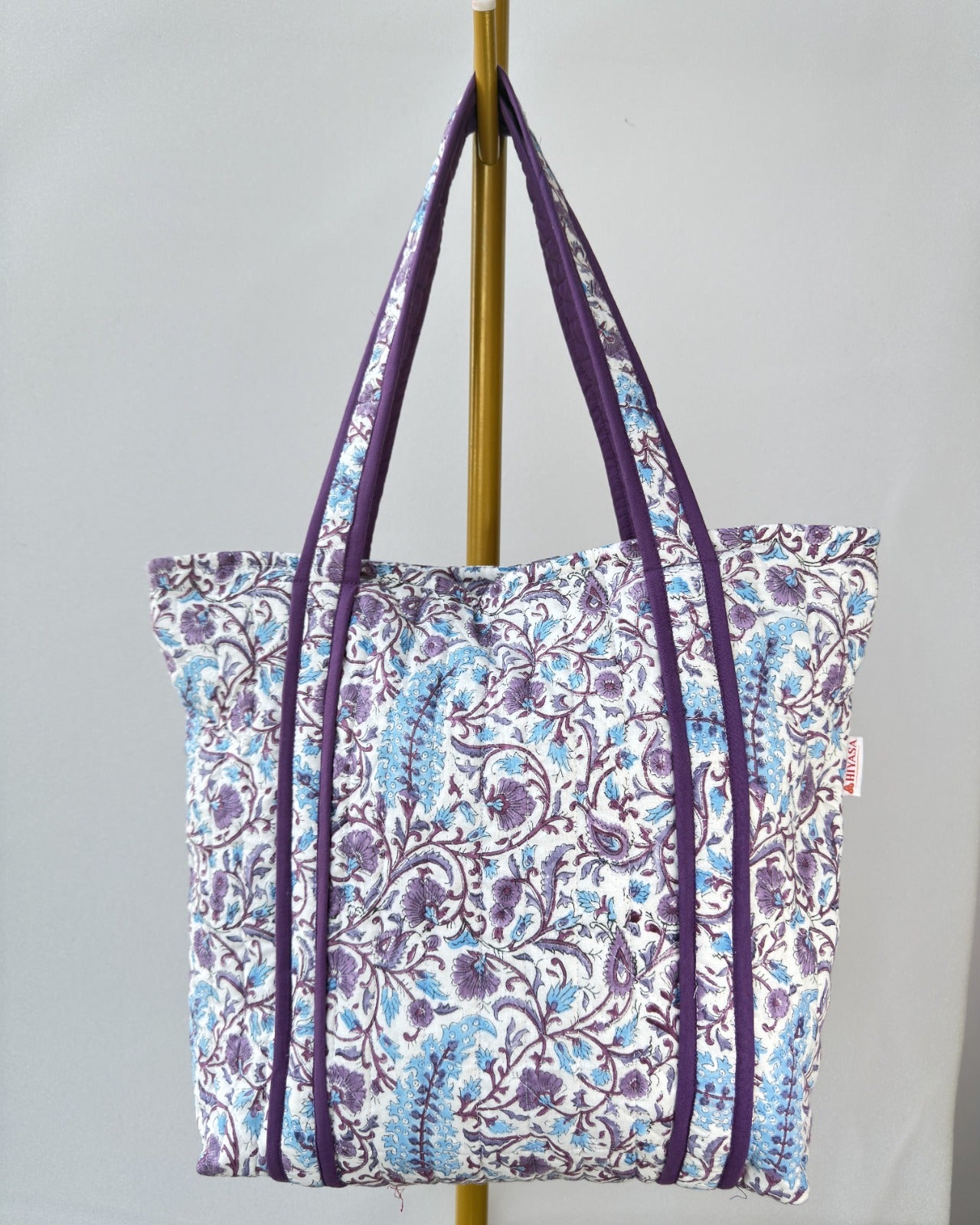 Tranquil Violet Quilted Tote Bag | Made in Jaipur