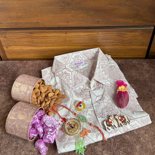 Humble Brown Full Sleeve Shirt Hiyasa Rakhi Hamper - For Brothers