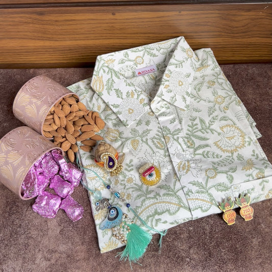 Optimistic Olive Full Sleeve Shirt Hiyasa Rakhi Hamper - For Brothers