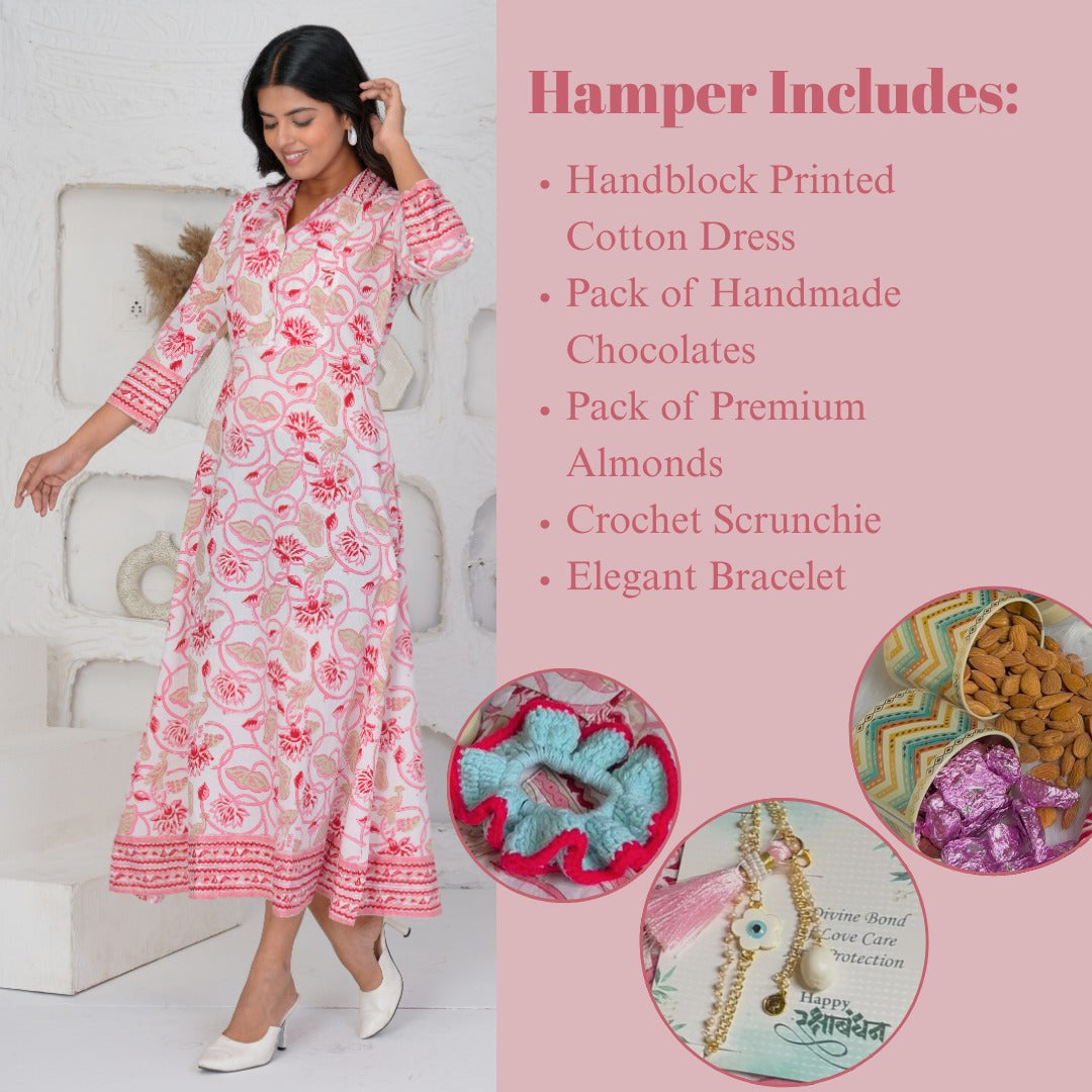 Lovely Pink Dress Hiyasa Rakhi Hamper - For Sisters