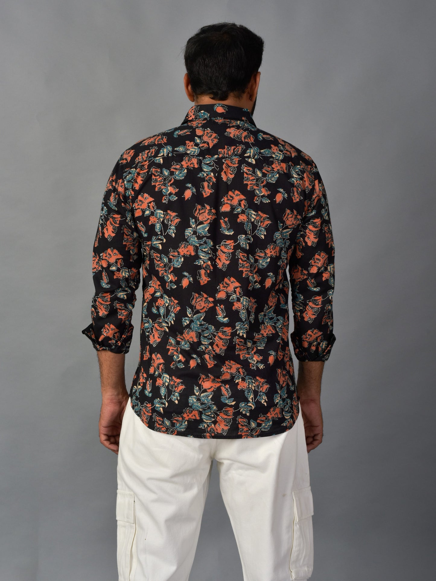 Playful Black Men’s Handblock Full Sleeve Shirt - Woven with Purpose, Worn with Pride