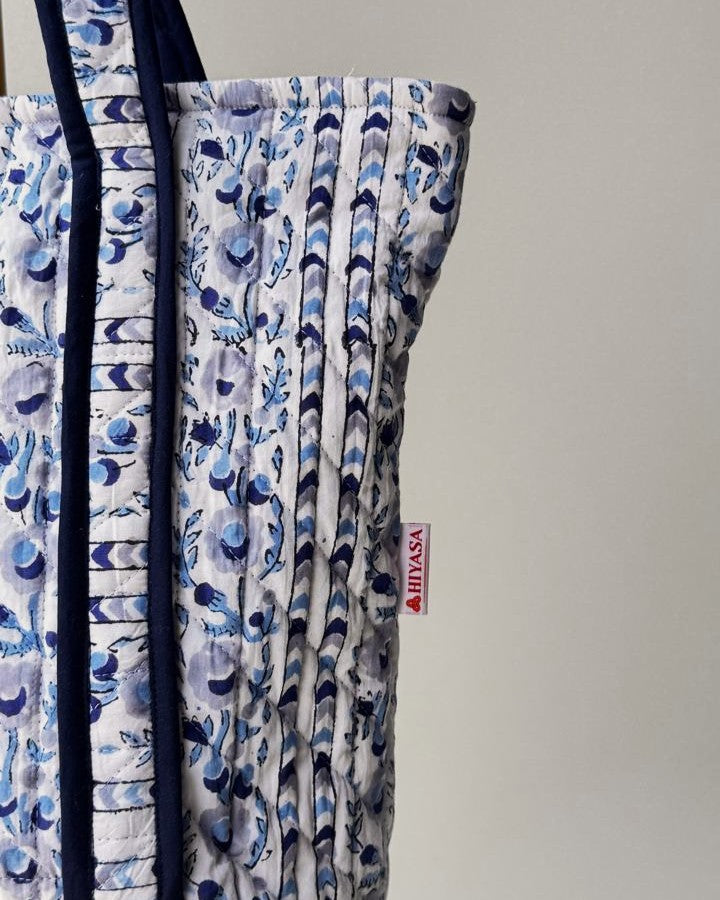 Hopeful Moonbloom Quilted Tote Bag | Made in Jaipur