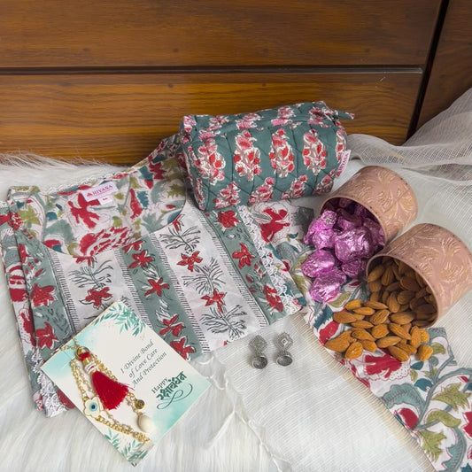 Wisdom Grey Three Piece Dress Hiyasa Rakhi Hamper - For Sisters