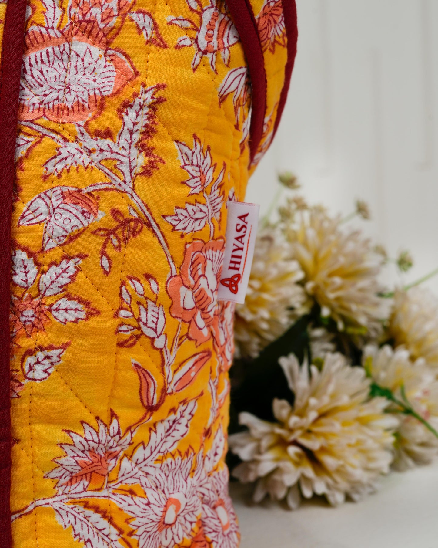 Radiant Yellow Quilted Tote Bag | Made in Jaipur