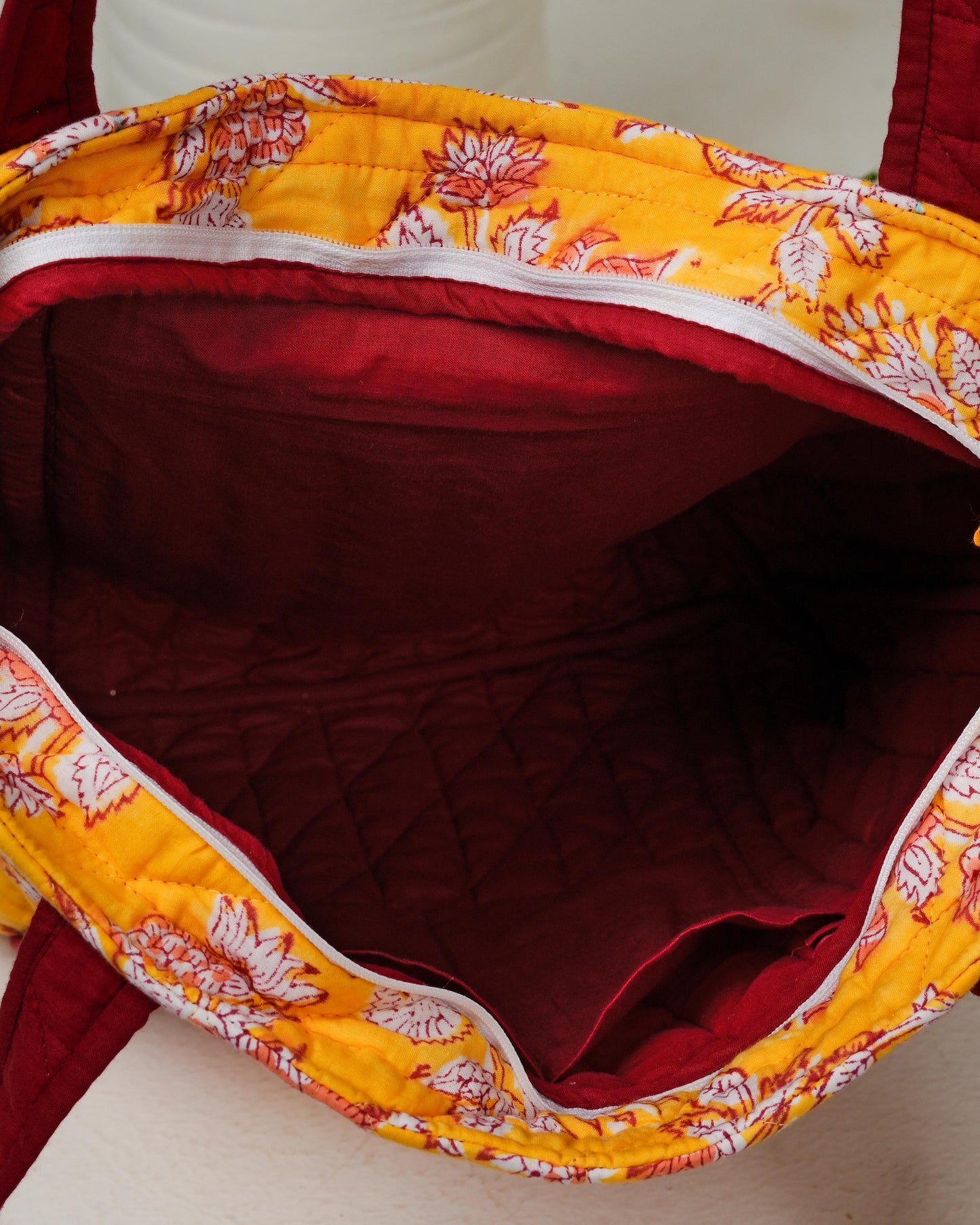 Radiant Yellow Quilted Tote Bag | Made in Jaipur