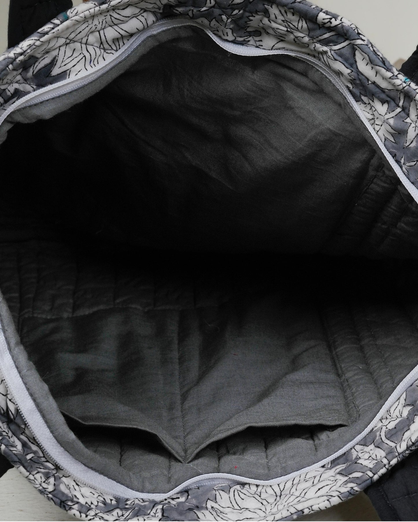 Elegant Grey Quilted Tote Bag | Made in Jaipur