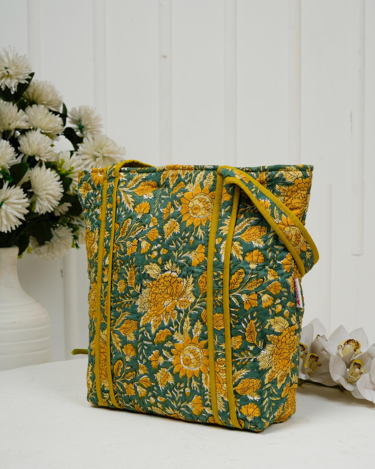 Soulful Mustard Quilted Tote Bag | Made in Jaipur