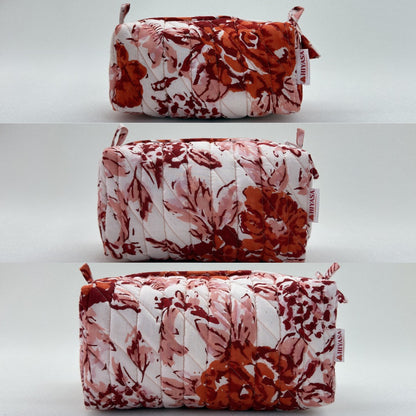 Gulzaar Rose - Set of 3 Handblock Printed Quilted Pouches | Crafted in Jaipur
