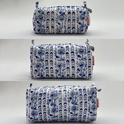 Hopeful Moonbloom - Set of 3 Handblock Printed Quilted Pouches | Crafted in Jaipur