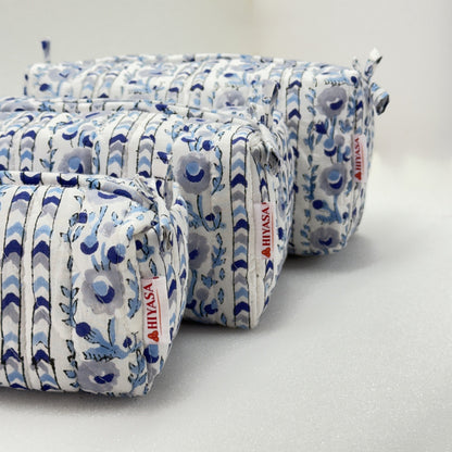 Hopeful Moonbloom - Set of 3 Handblock Printed Quilted Pouches | Crafted in Jaipur
