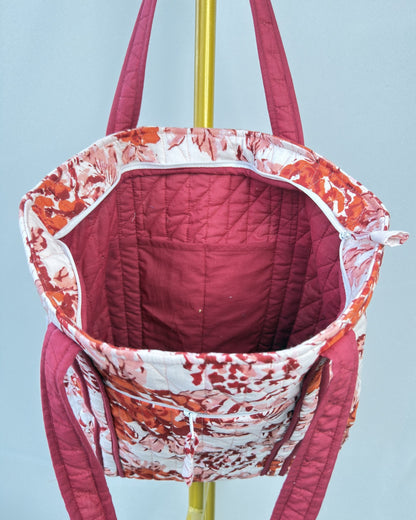 Gulzaar Rose Quilted Tote Bag | Made in Jaipur