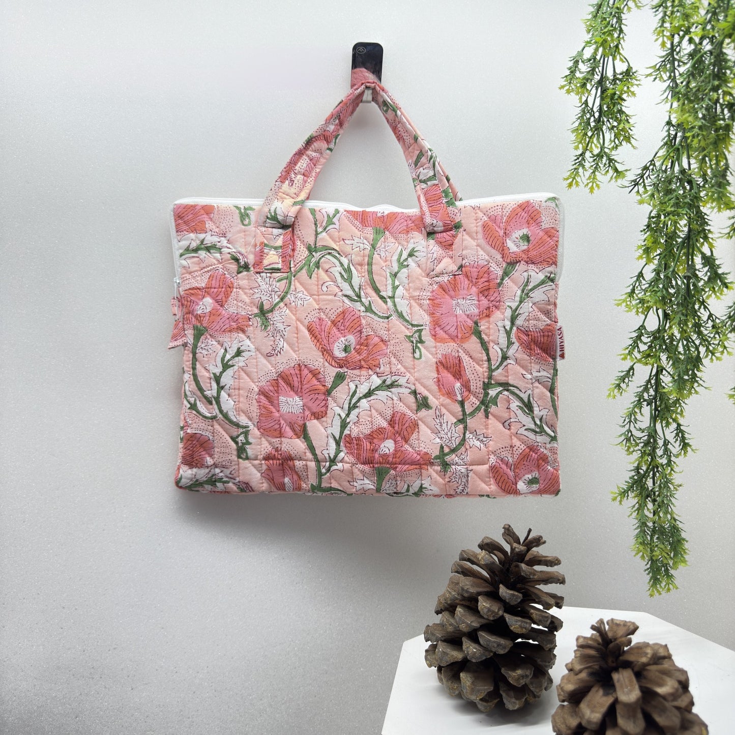 Peaceful Peach Laptop Companion - Hand quilted, Handcrafted