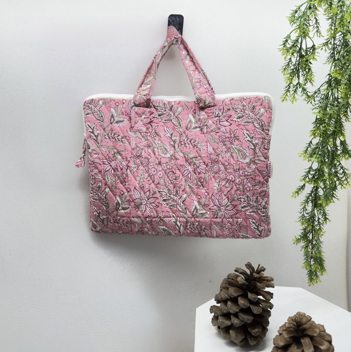 Blissful Pink Laptop Companion - Hand quilted, Handcrafted