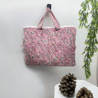 Blissful Pink Laptop Companion - Hand quilted, Handcrafted
