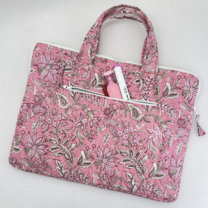 Blissful Pink Laptop Companion - Hand quilted, Handcrafted