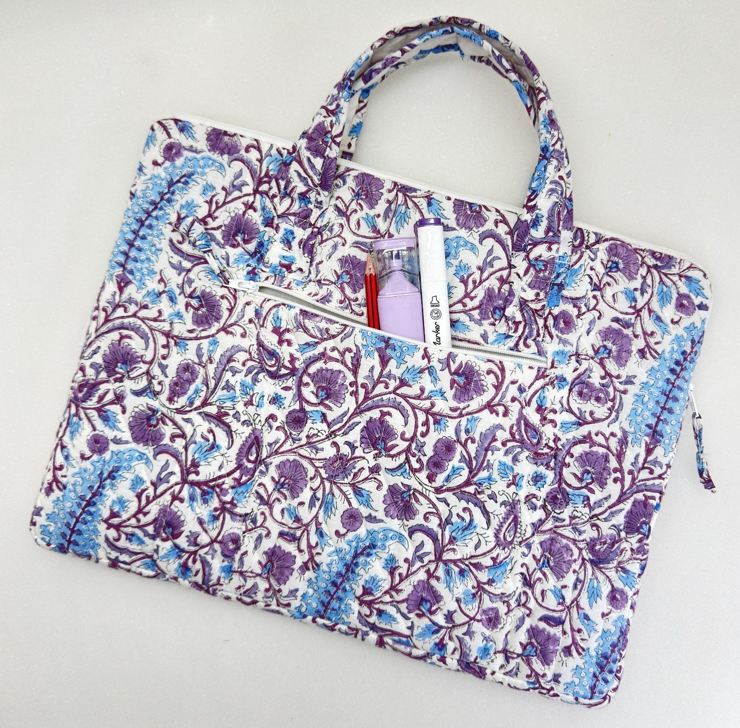 Tranquil Violet Laptop Companion - Hand quilted, Handcrafted