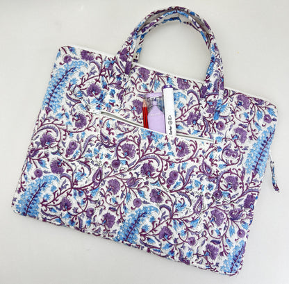 Tranquil Violet Laptop Companion - Hand quilted, Handcrafted