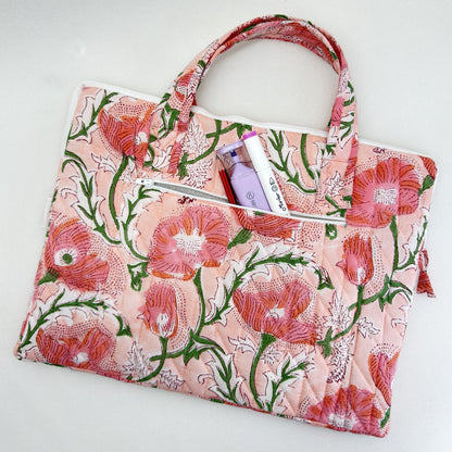 Peaceful Peach Laptop Companion - Hand quilted, Handcrafted