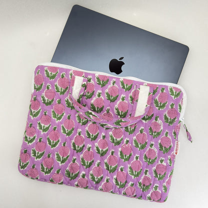 Lively Lilac Laptop Companion - Hand quilted, Handcrafted