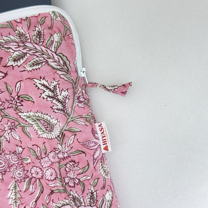 Blissful Pink Laptop Companion - Hand quilted, Handcrafted