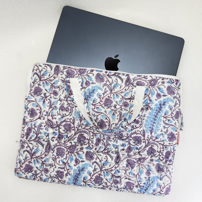 Tranquil Violet Laptop Companion - Hand quilted, Handcrafted