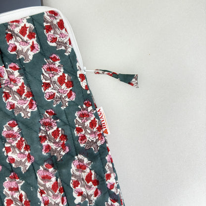 Graceful Emerald Laptop Companion - Hand quilted, Handcrafted