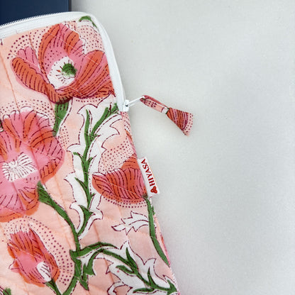 Peaceful Peach Laptop Companion - Hand quilted, Handcrafted