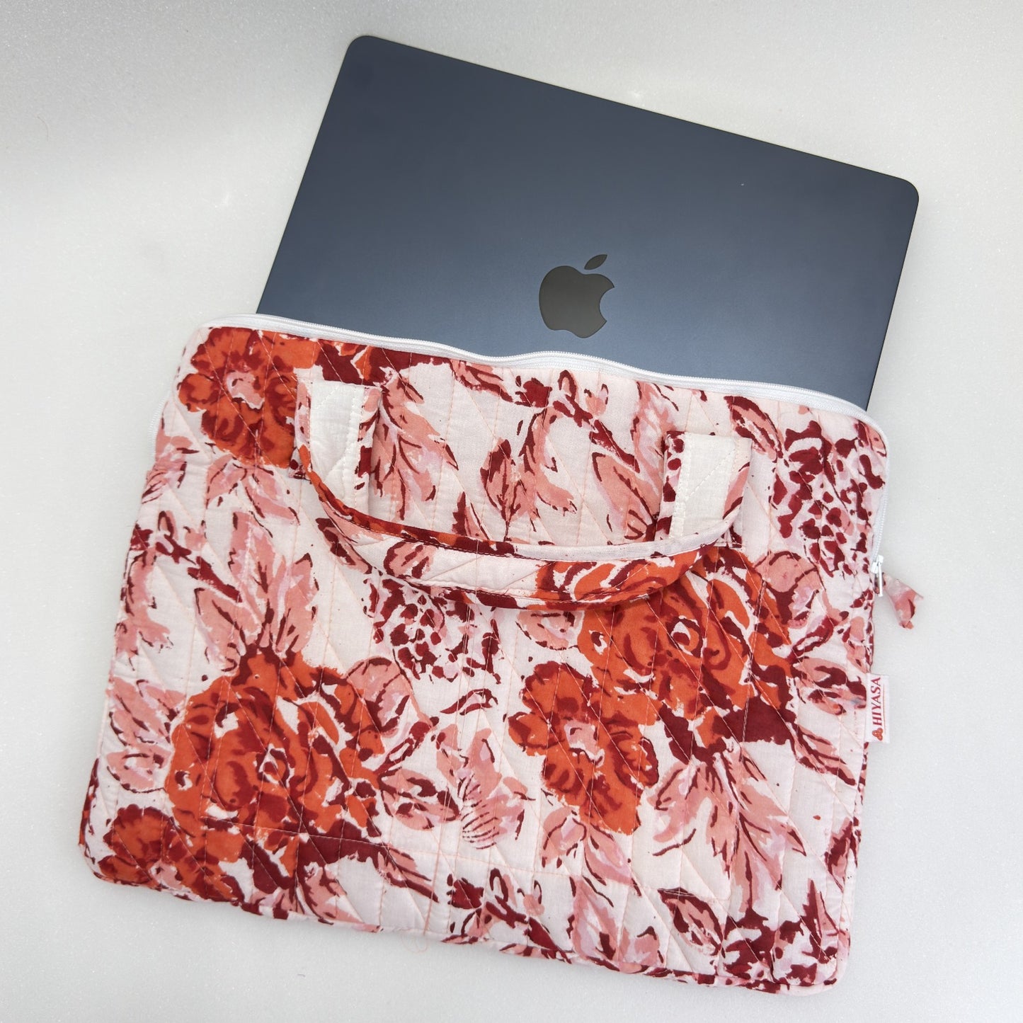 Gulzaar Rose Laptop Companion - Hand quilted, Handcrafted