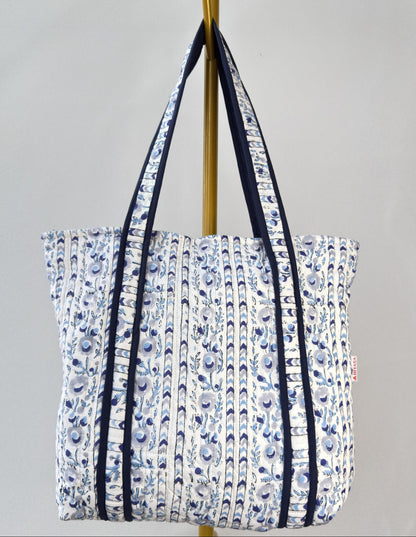 Hopeful Moonbloom Quilted Tote Bag | Made in Jaipur