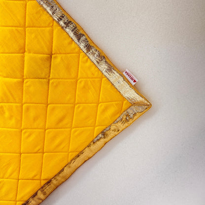 Joyful Yellow Cotton - Quilted Meditation / Pooja Aasan