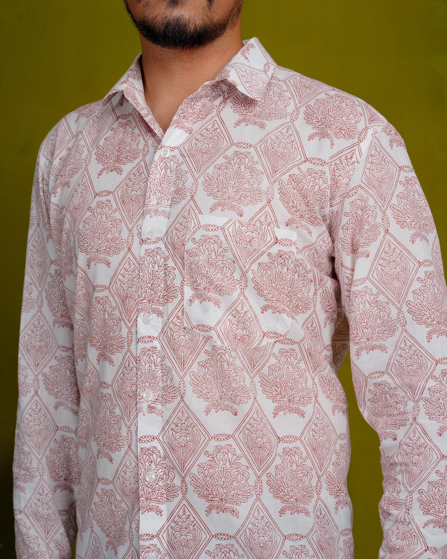 Humble Brown Men’s Handblock Full Sleeve Shirt - Woven with Purpose, Worn with Pride