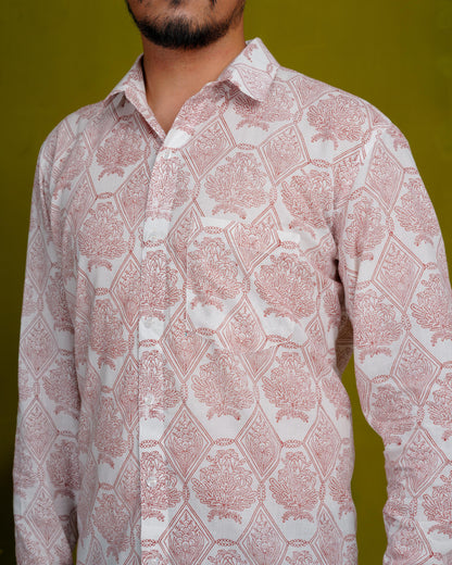 Humble Brown Men’s Handblock Full Sleeve Shirt - Woven with Purpose, Worn with Pride