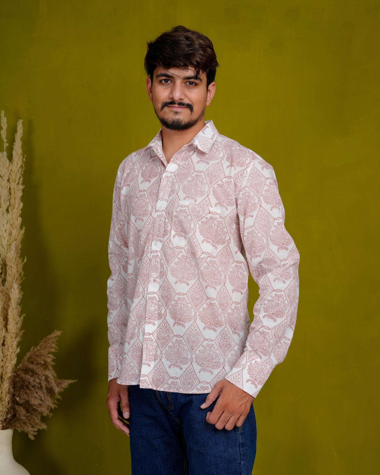 Humble Brown Men’s Handblock Full Sleeve Shirt - Woven with Purpose, Worn with Pride