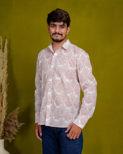 Humble Brown Men’s Handblock Full Sleeve Shirt - Woven with Purpose, Worn with Pride