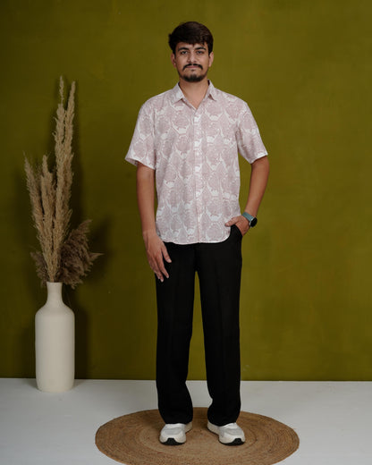 Humble Brown Men’s Handblock Half Sleeve Shirt - Woven with Purpose, Worn with Pride