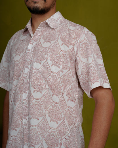 Humble Brown Men’s Handblock Half Sleeve Shirt - Woven with Purpose, Worn with Pride