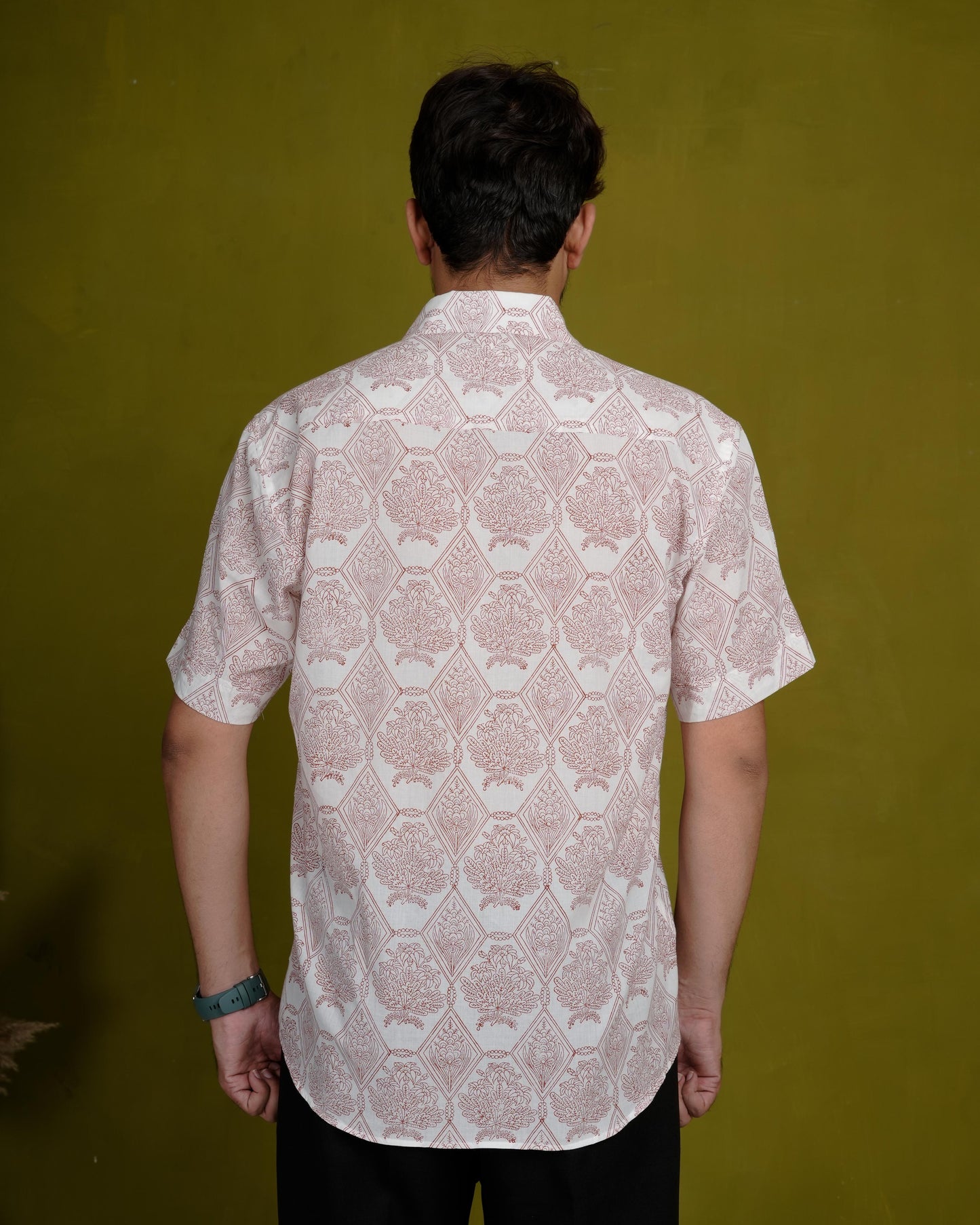 Humble Brown Men’s Handblock Half Sleeve Shirt - Woven with Purpose, Worn with Pride