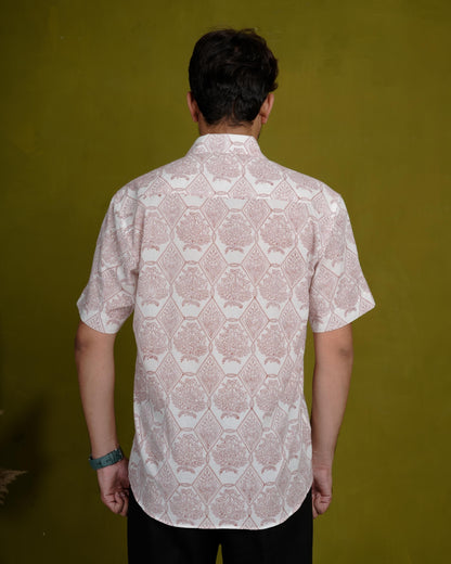 Humble Brown Men’s Handblock Half Sleeve Shirt - Woven with Purpose, Worn with Pride