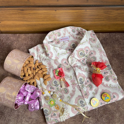 Rooted Peach Full Sleeve Shirt Hiyasa Rakhi Hamper - For Brothers