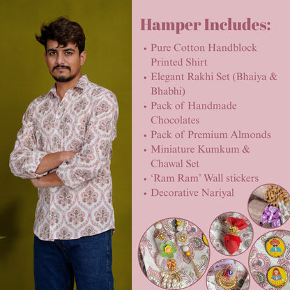 Rooted Peach Full Sleeve Shirt Hiyasa Rakhi Hamper - For Brothers